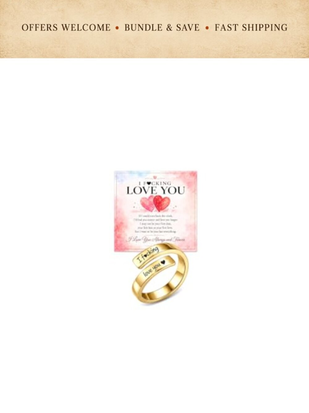 Stainless Steel Open Wrap Ring Engraved Love Message Adjustable